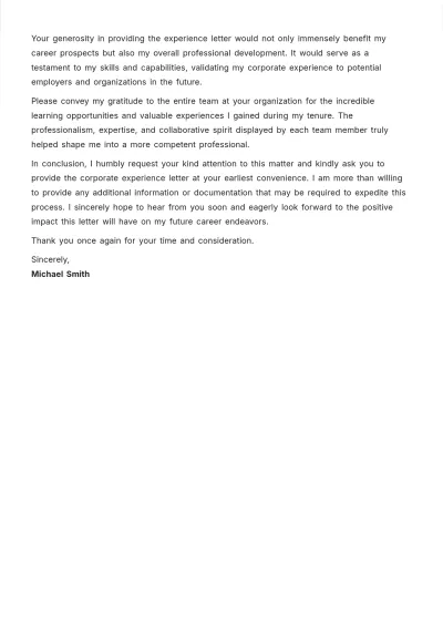 Free Corporate Experience Letter Template to Edit Online