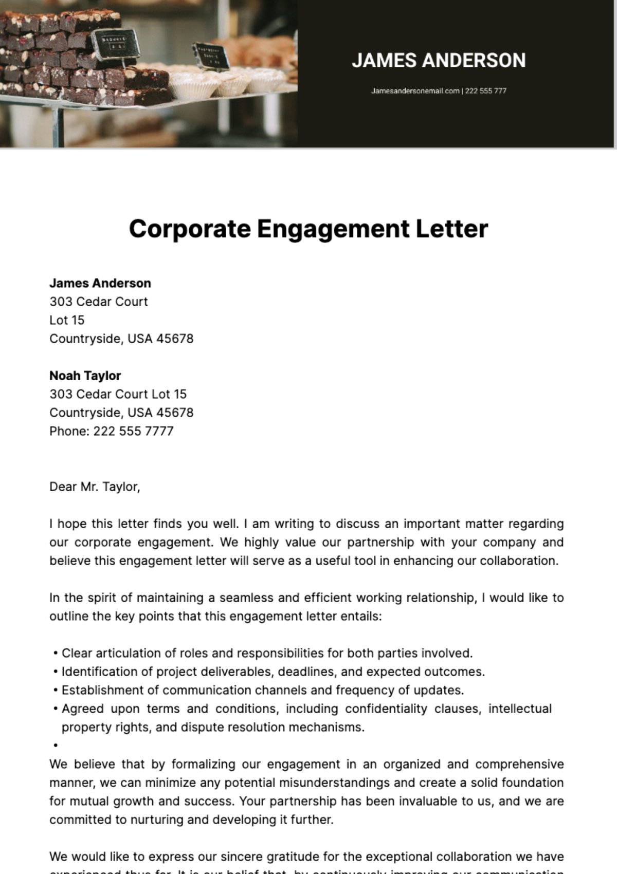 Free Corporate Engagement Letter Template