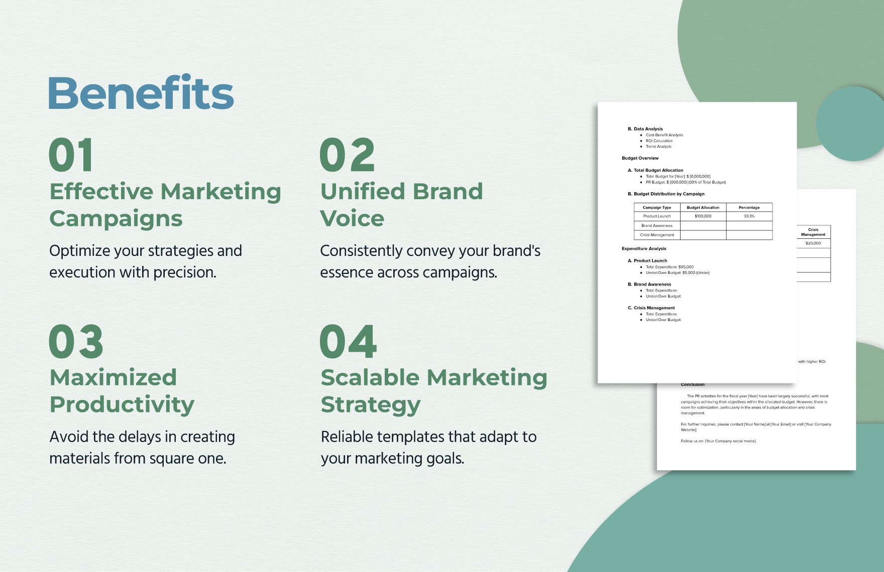 Marketing Public Relations Spend Report Template