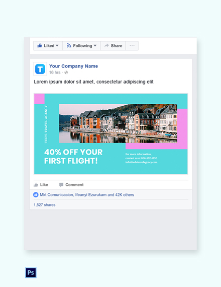 Free Airplane Travel Facebook Post Template to Edit Online