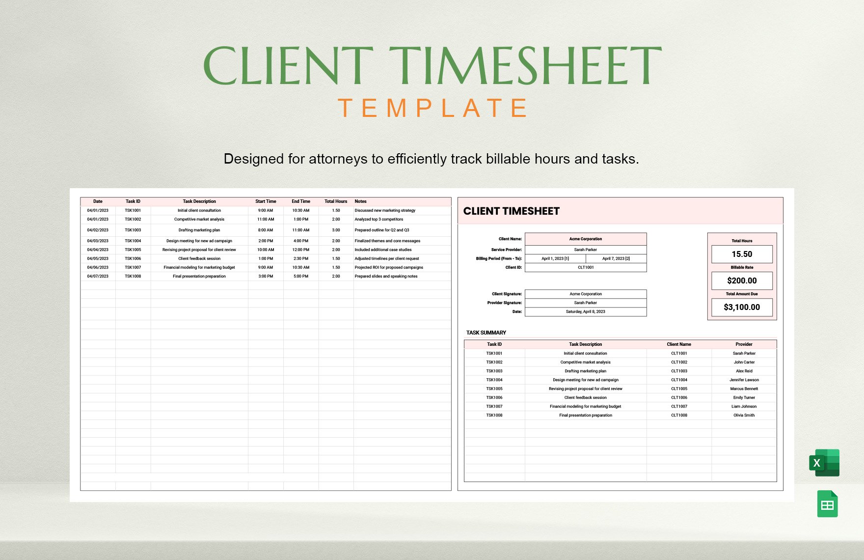 Client Timesheet Template