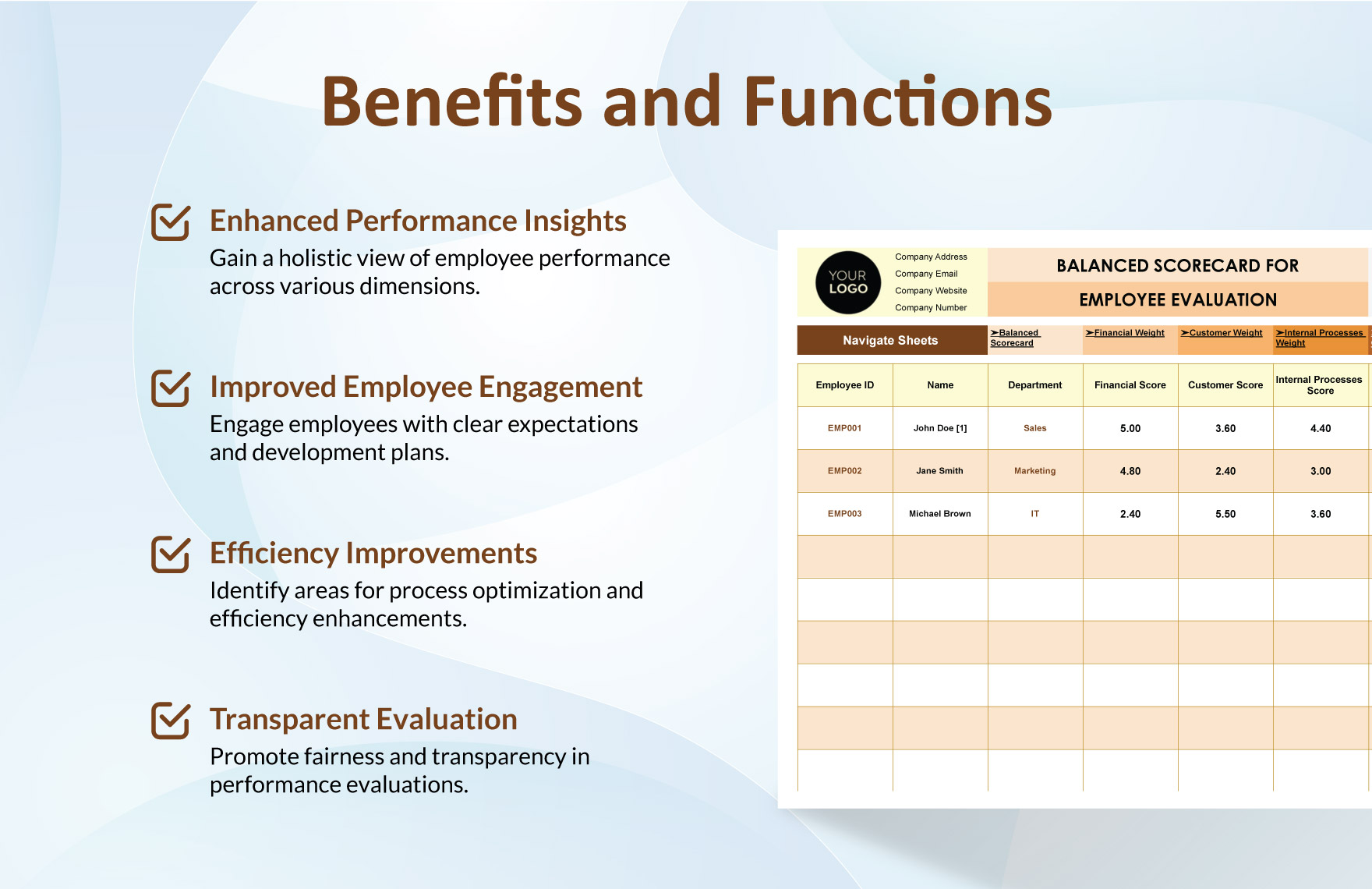 Balanced Scorecard for Employee Evaluation HR Template