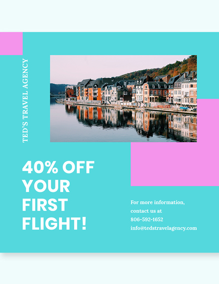 Free Airplane Travel Instagram Post Template to Edit Online