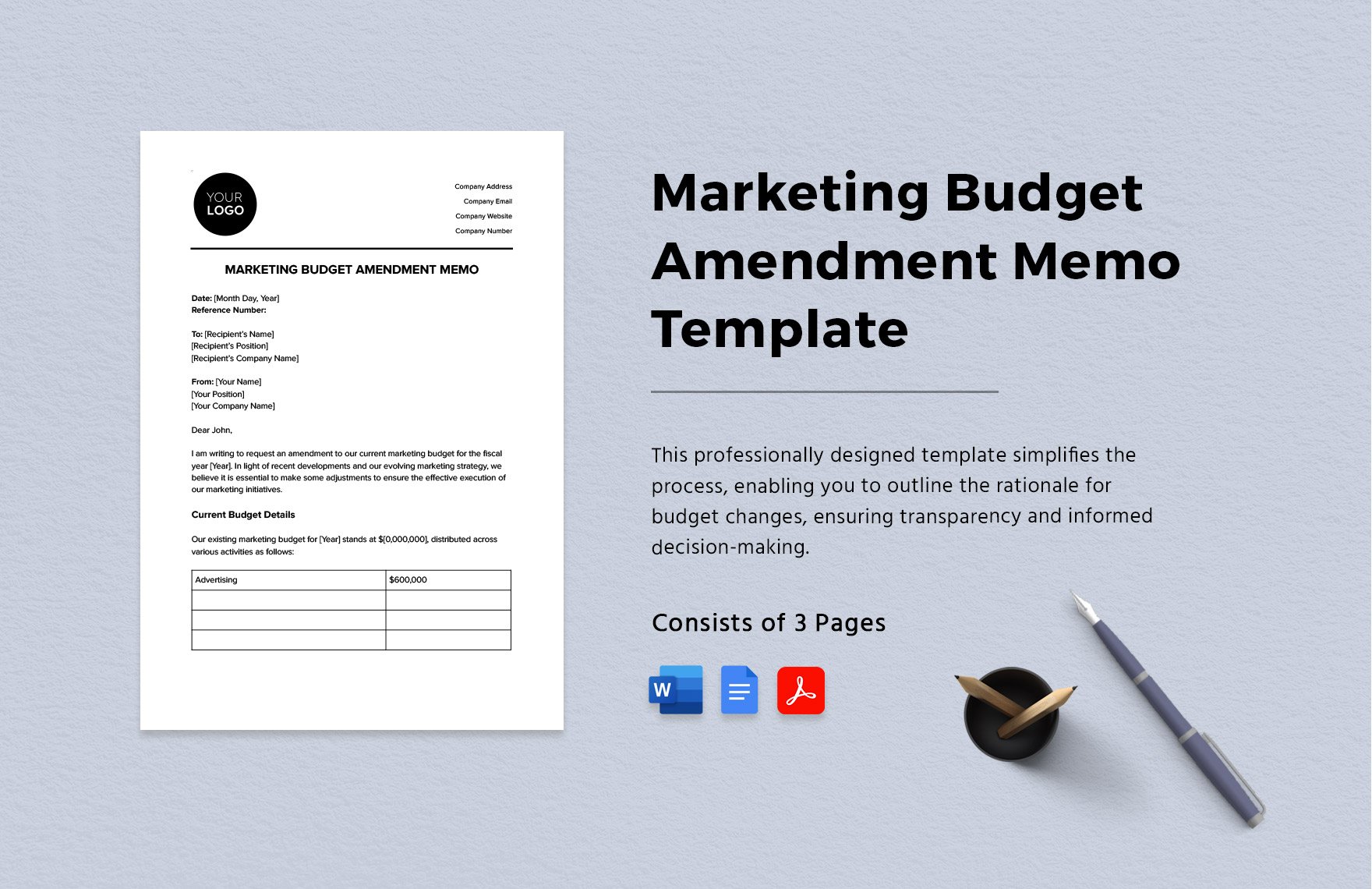 Marketing Budget Amendment Memo Template