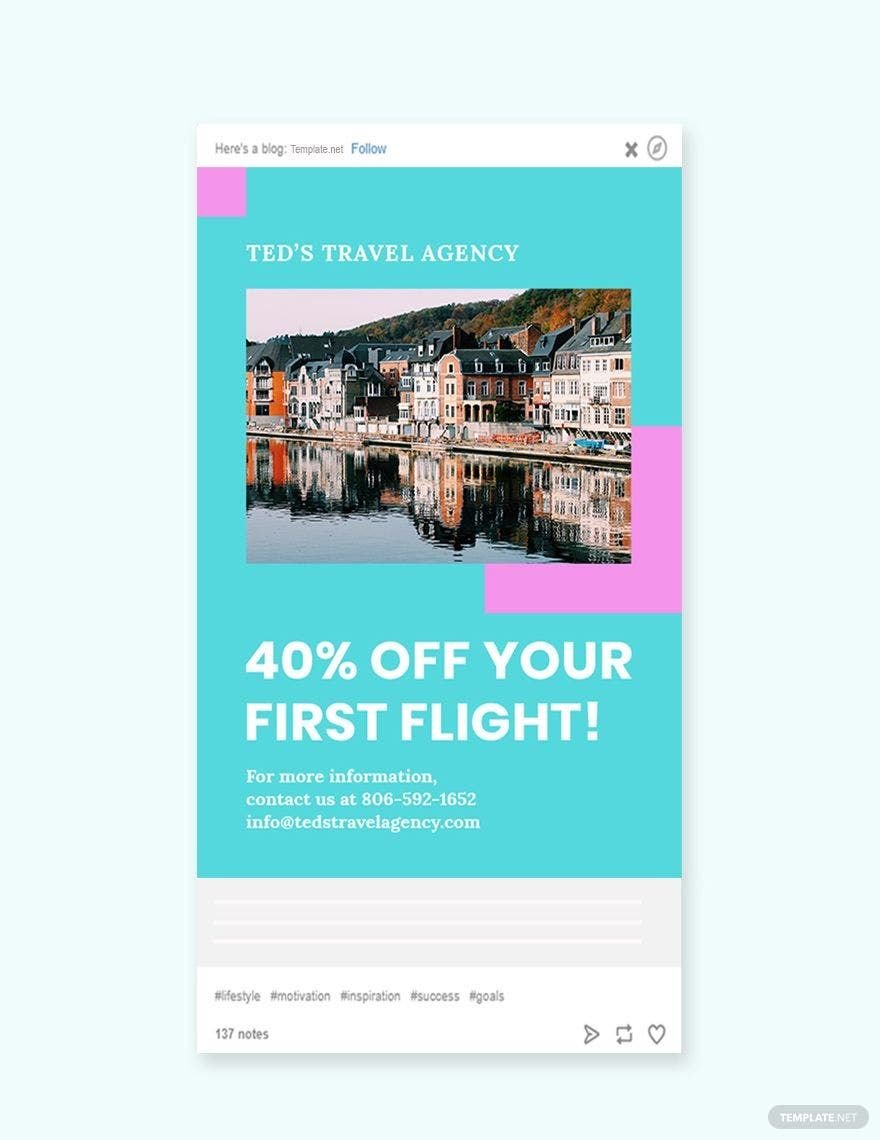 Airplane Travel Tumblr Post Template in PSD