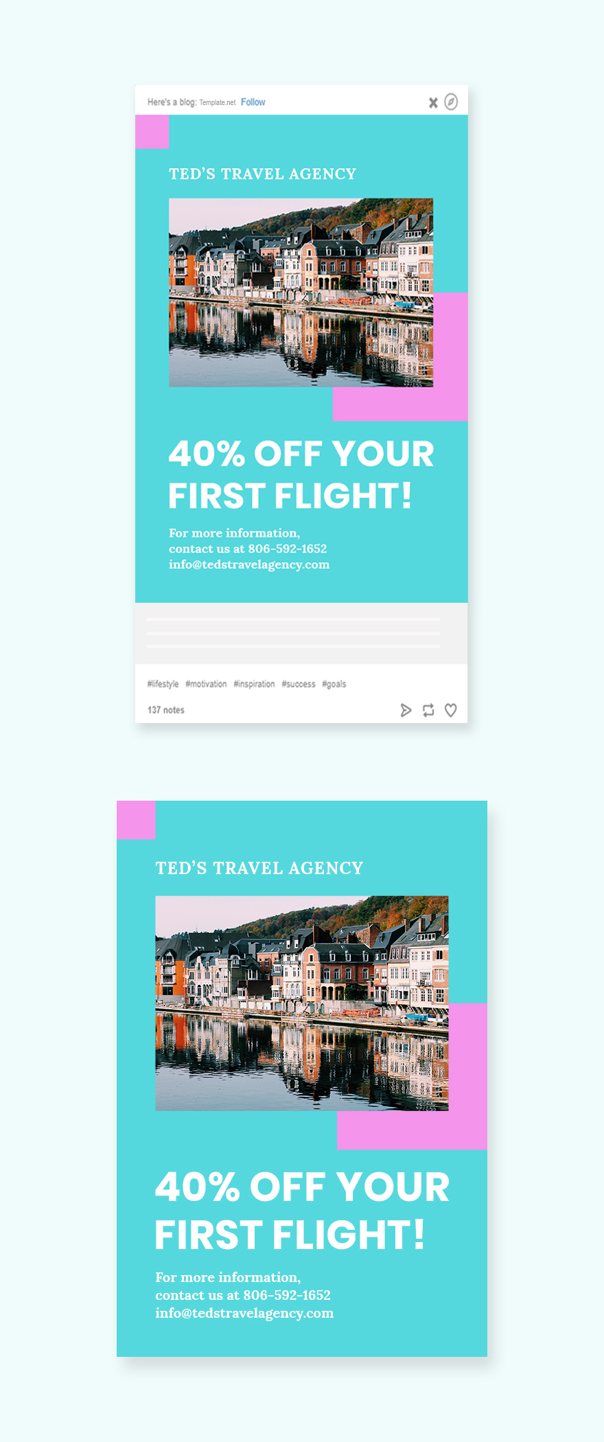 Airplane Travel Tumblr Post Template PSD