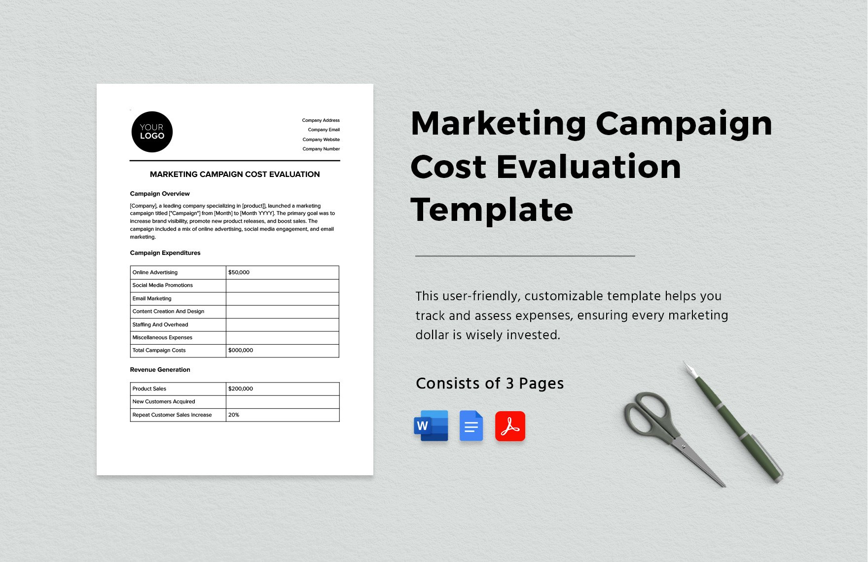 Marketing Campaign Cost Evaluation Template in Word, Google Docs, PDF, Publisher