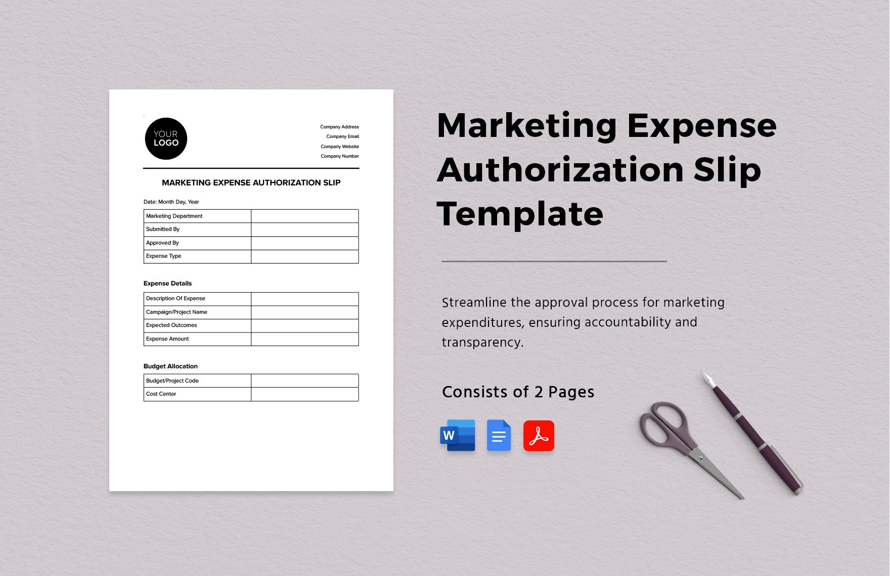 Marketing Expense Authorization Slip Template