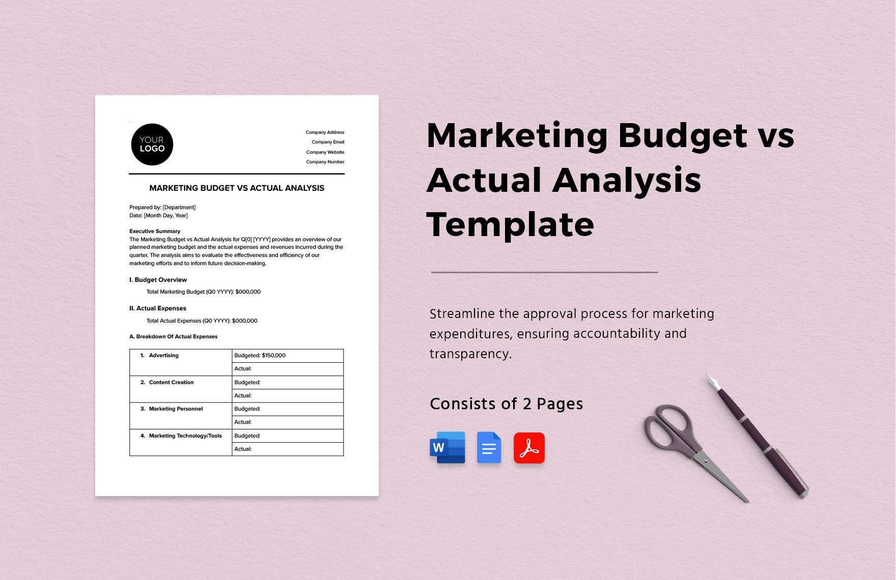  Marketing Budget vs Actual Analysis Template