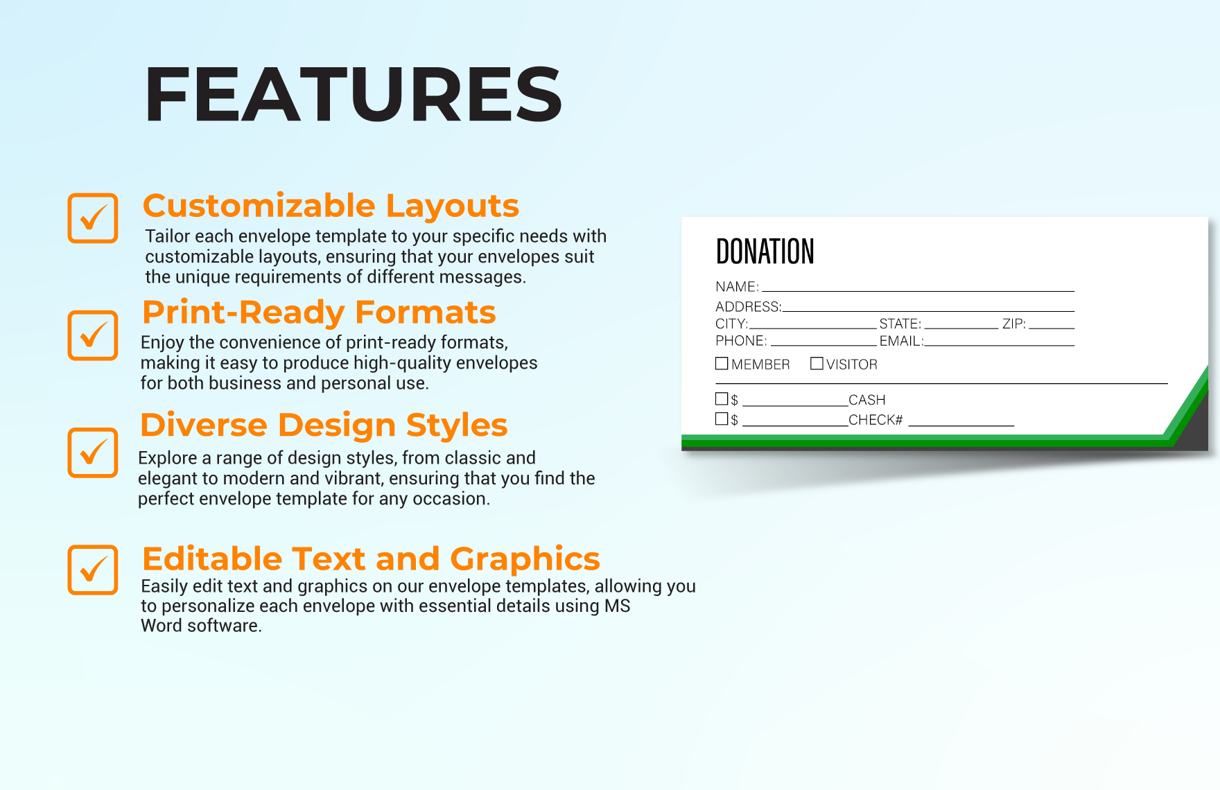 Donation Envelope Template in MS Word GDocsLink Pages Download
