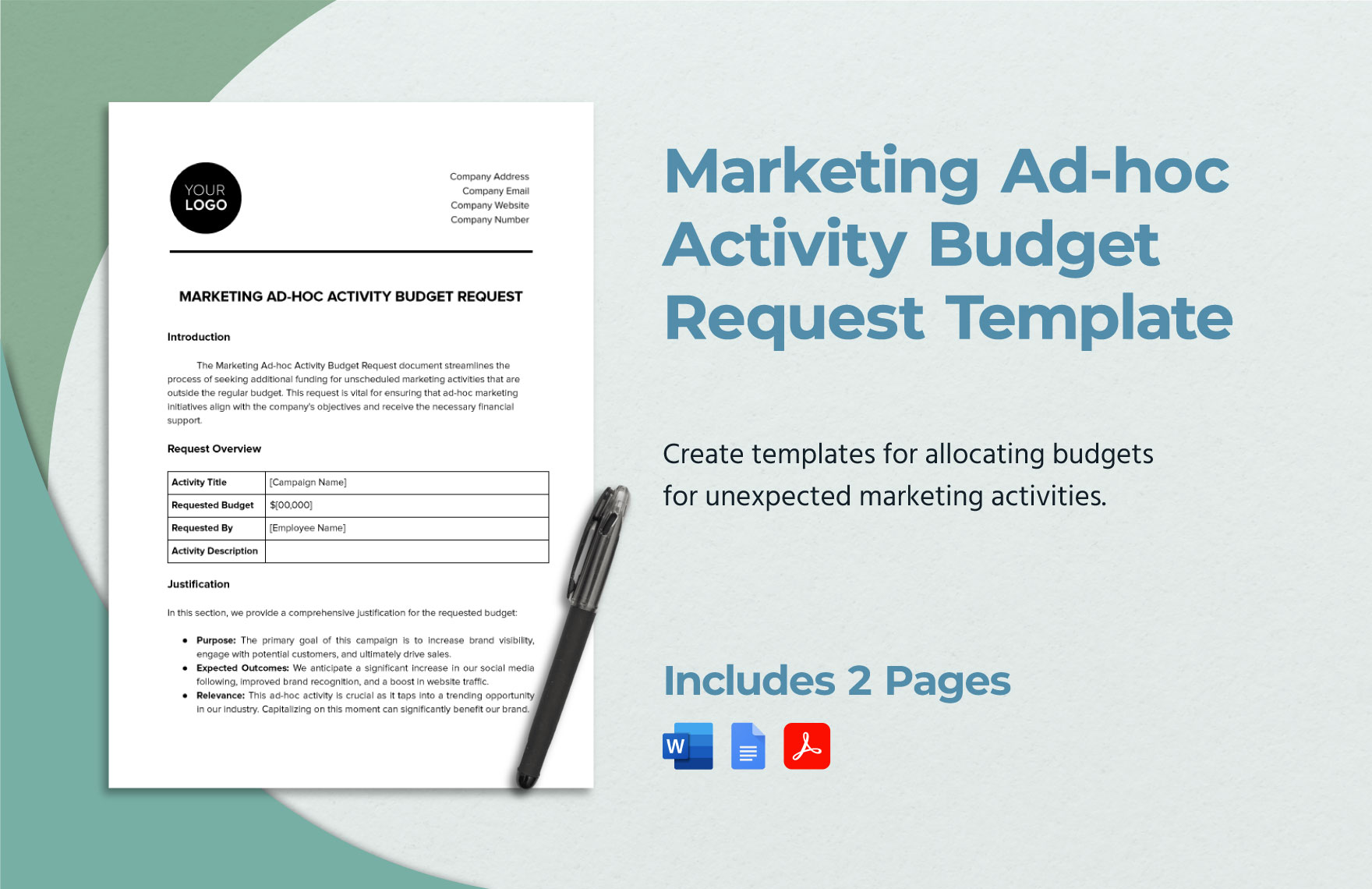 Marketing Ad-hoc Activity Budget Request Template
