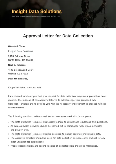 Free Approval Letter for Data Collection  Template to Edit Online