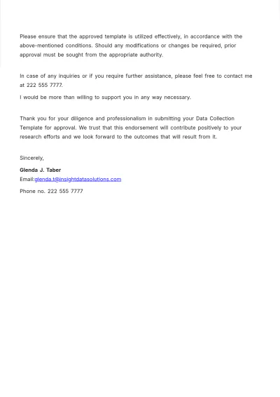 Free Approval Letter for Data Collection  Template to Edit Online