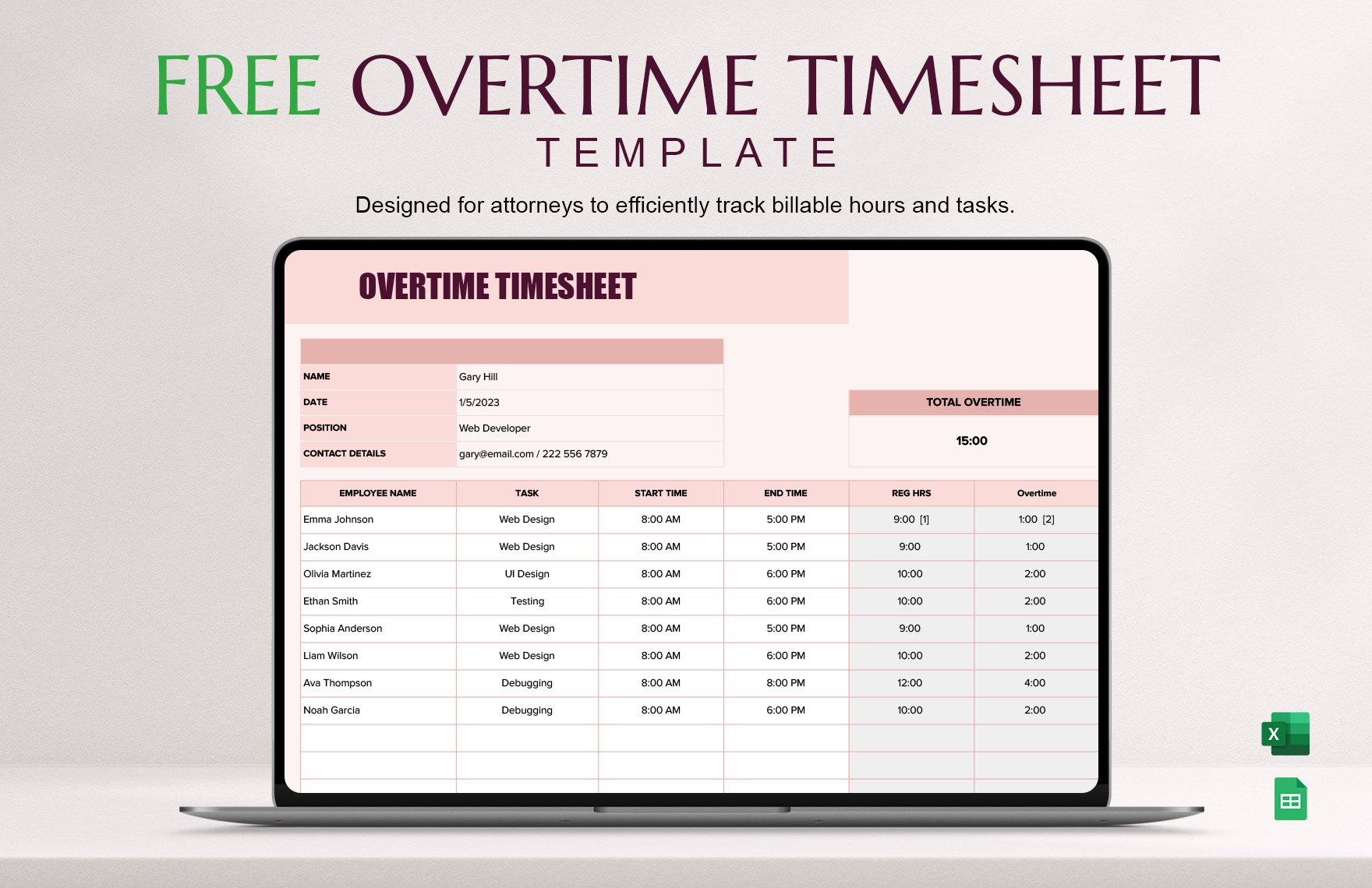 Overtime Timesheet Template