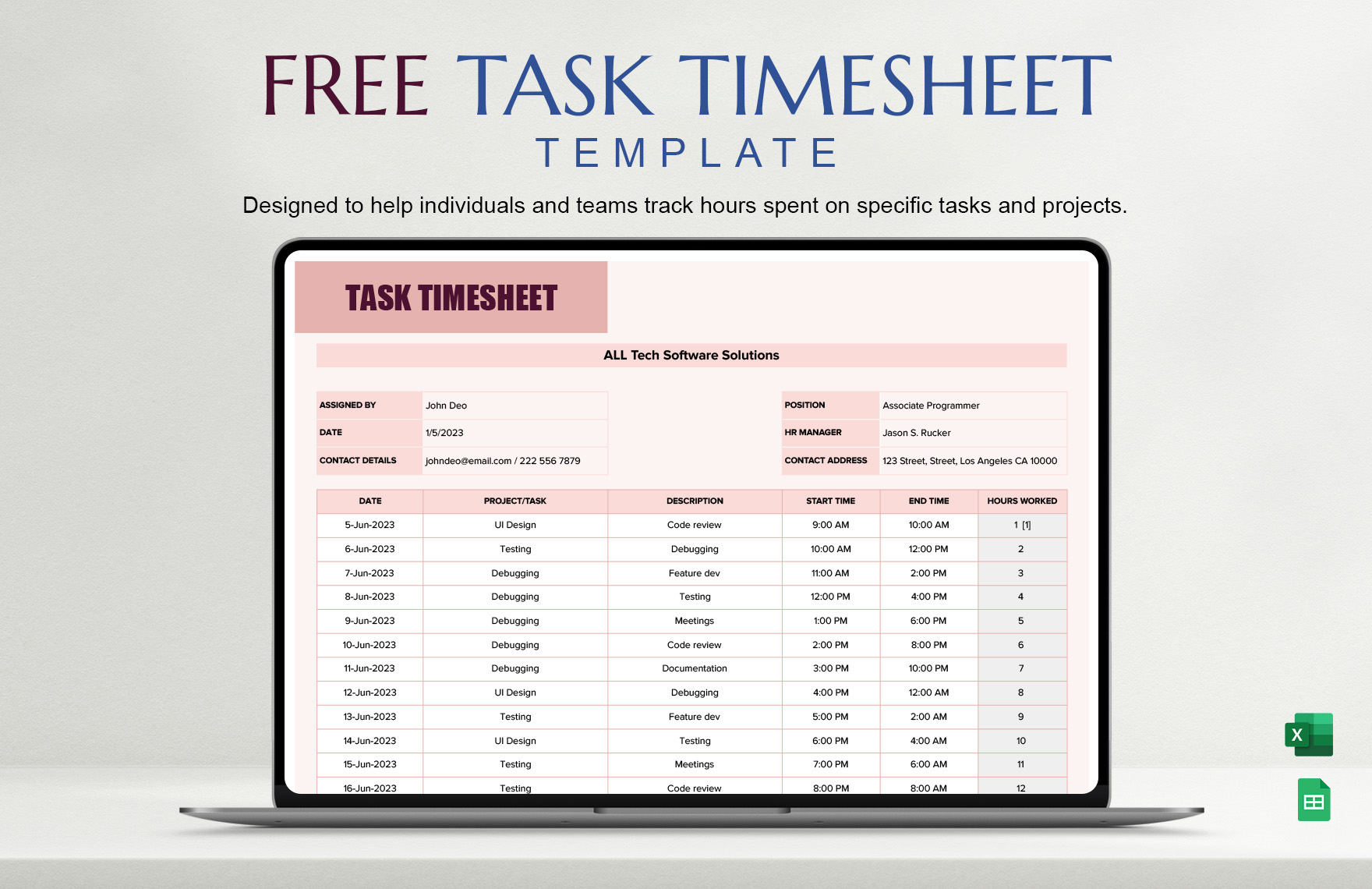 Task Timesheet Template
