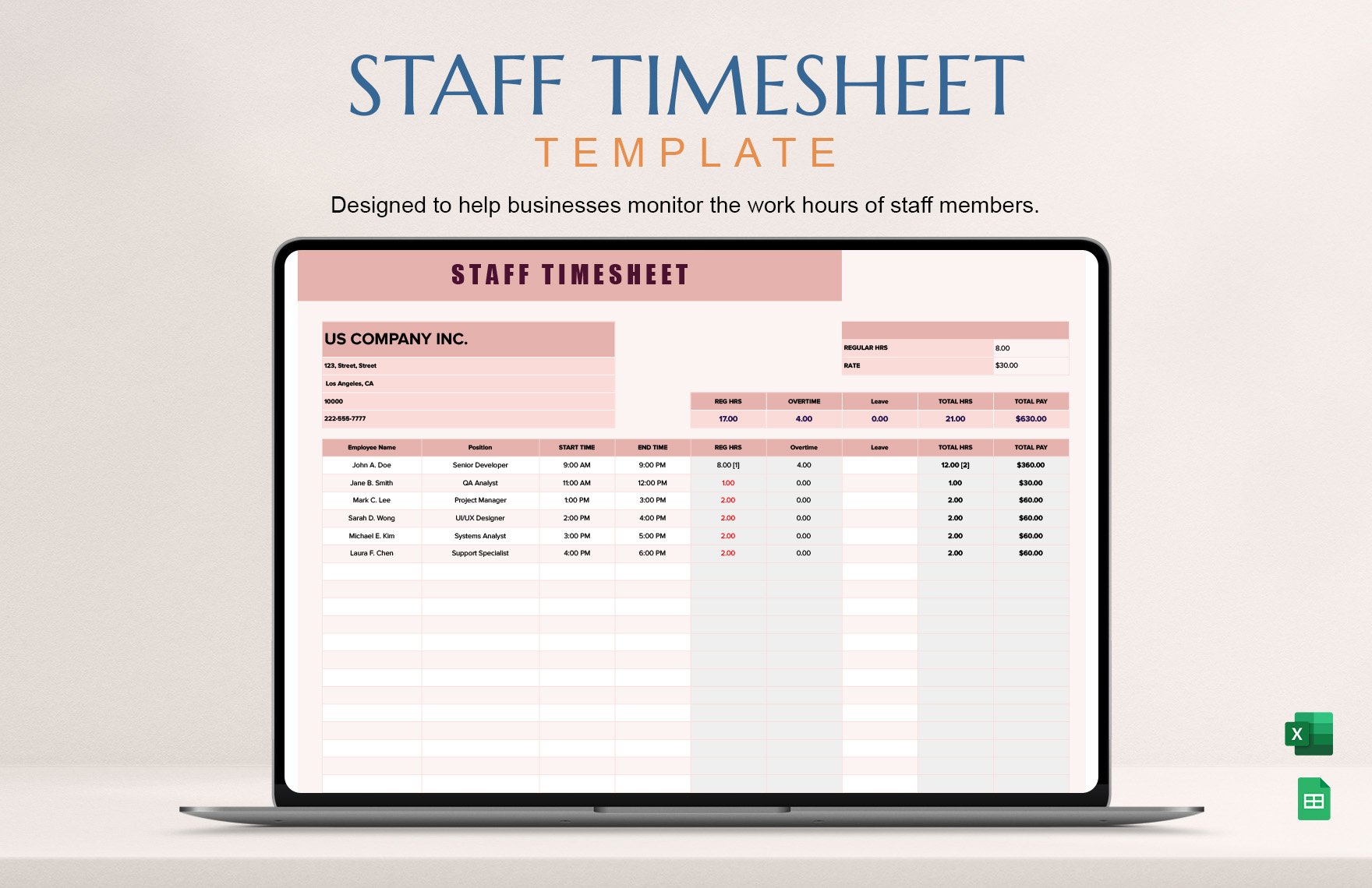 Staff Timesheet Template
