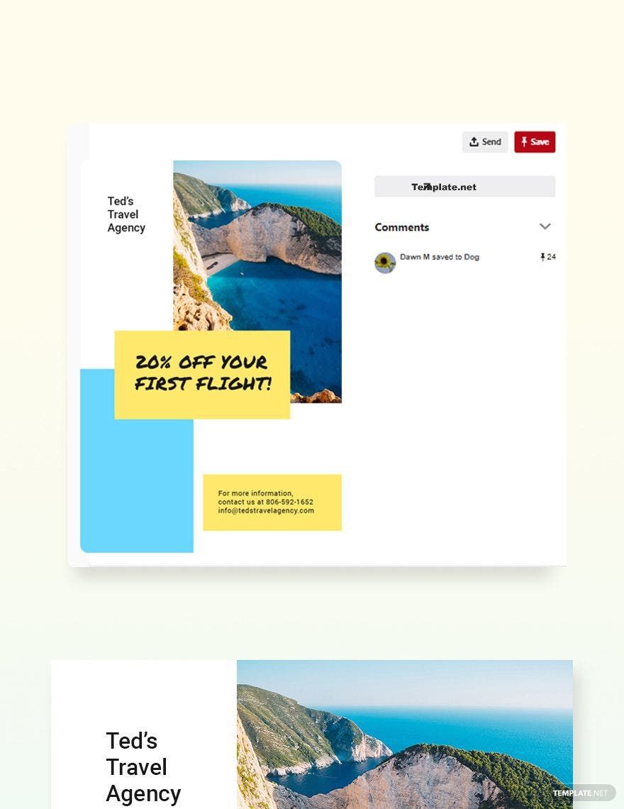 Creative Travel Agency Pinterest Pin Template in PSD