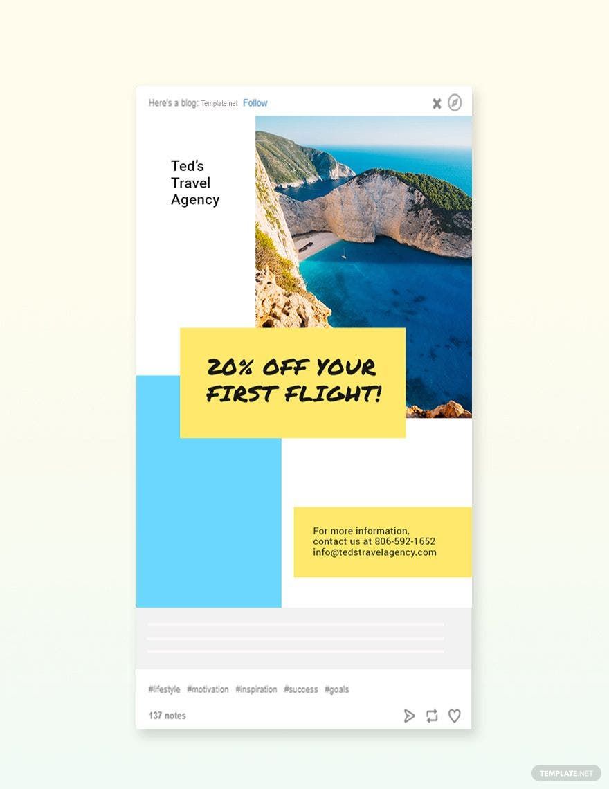 Creative Travel Agency Tumblr Post Template in PSD