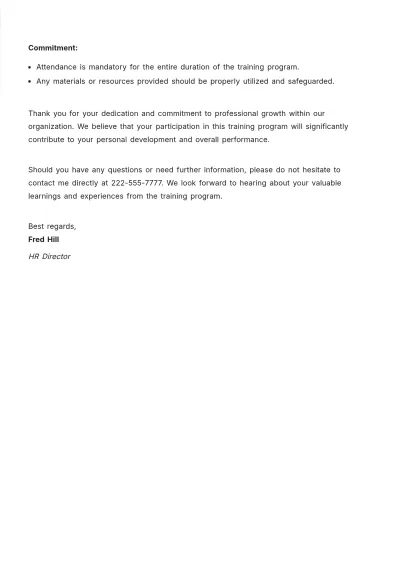 Free Approval Letter for Attending Training  Template to Edit Online
