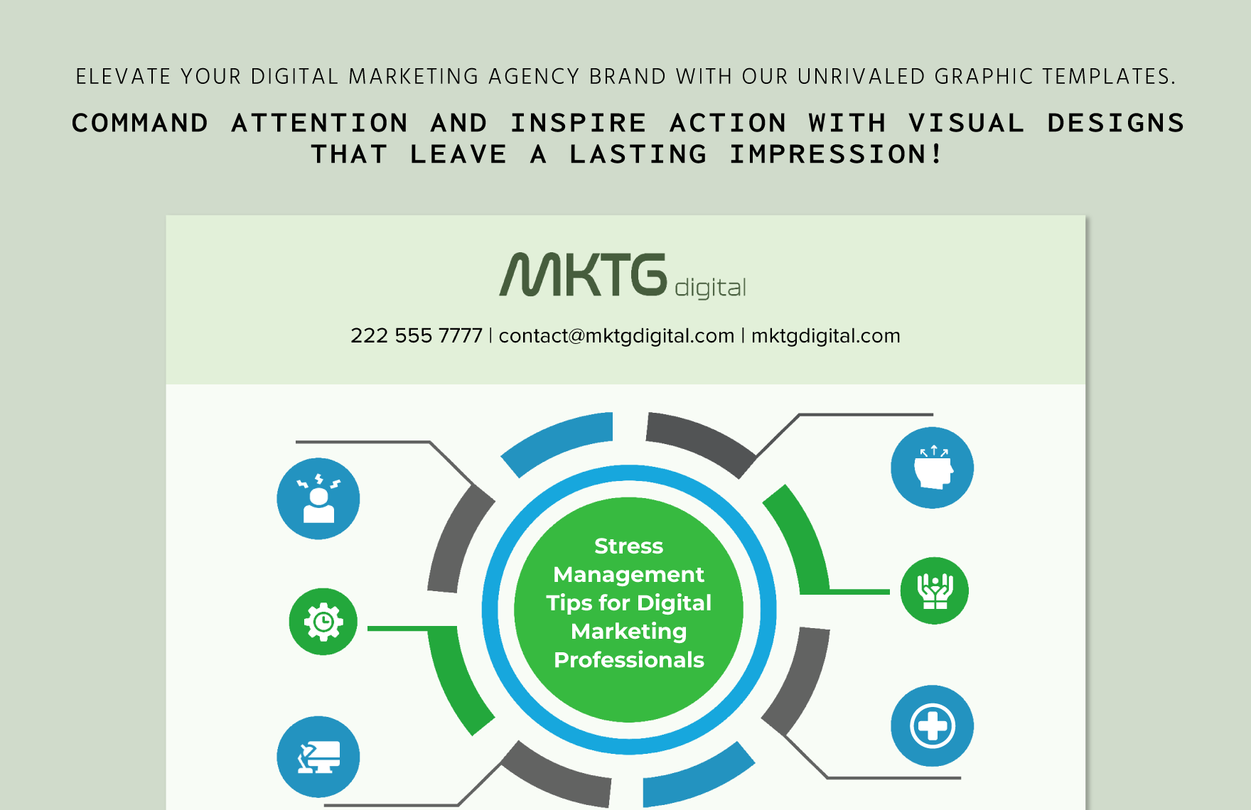Digital Marketing Agency Employee Stress Management Tips Infographic Template