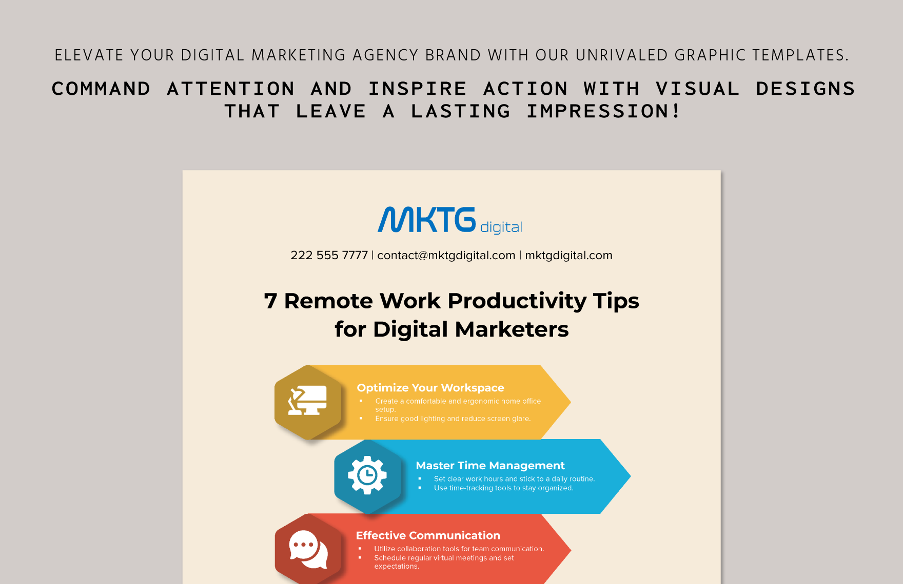 Digital Marketing Agency Remote Work Productivity Tips Infographic Template