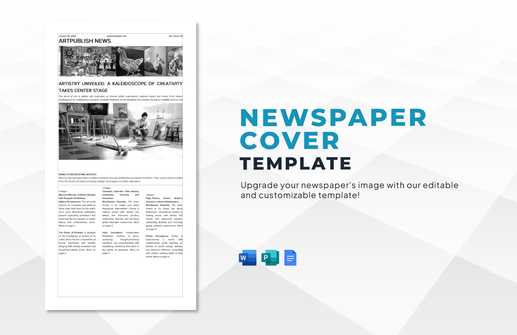 Newspaper Cover Template in Word, Google Docs, Publisher