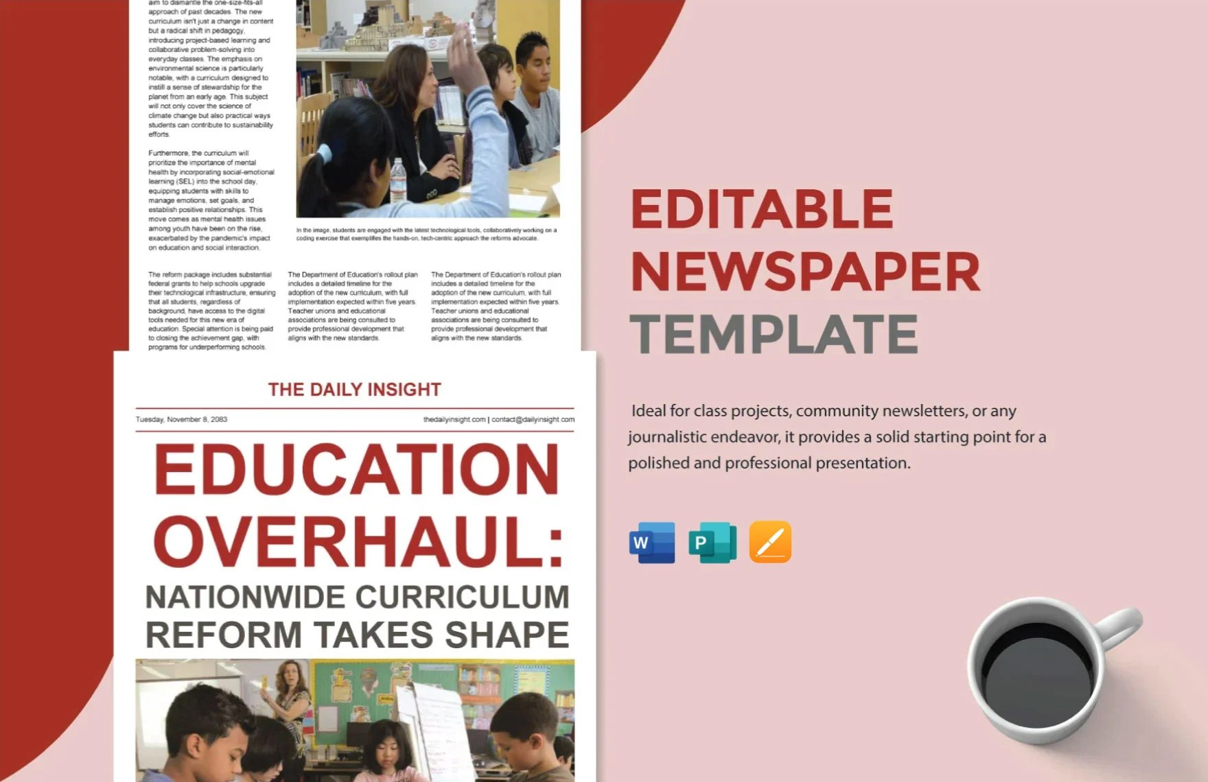 Free Editable Newspaper Template in Word, Apple Pages, Publisher