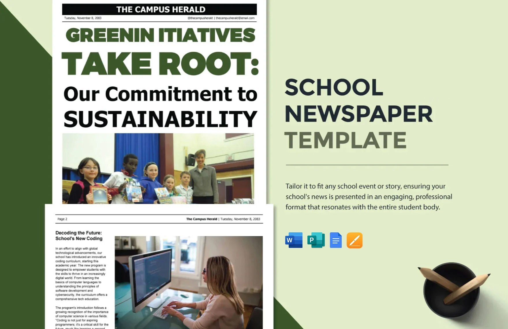 Free School Newspaper Template in Word, Google Docs, Apple Pages, Publisher