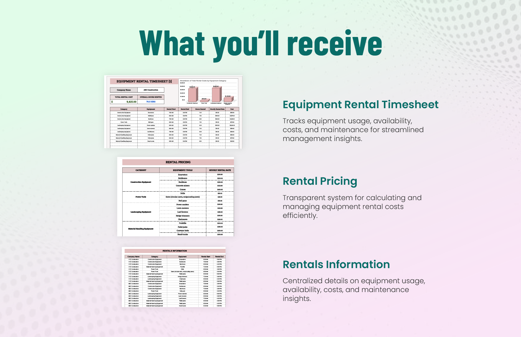 Equipment Rental Timesheet Template