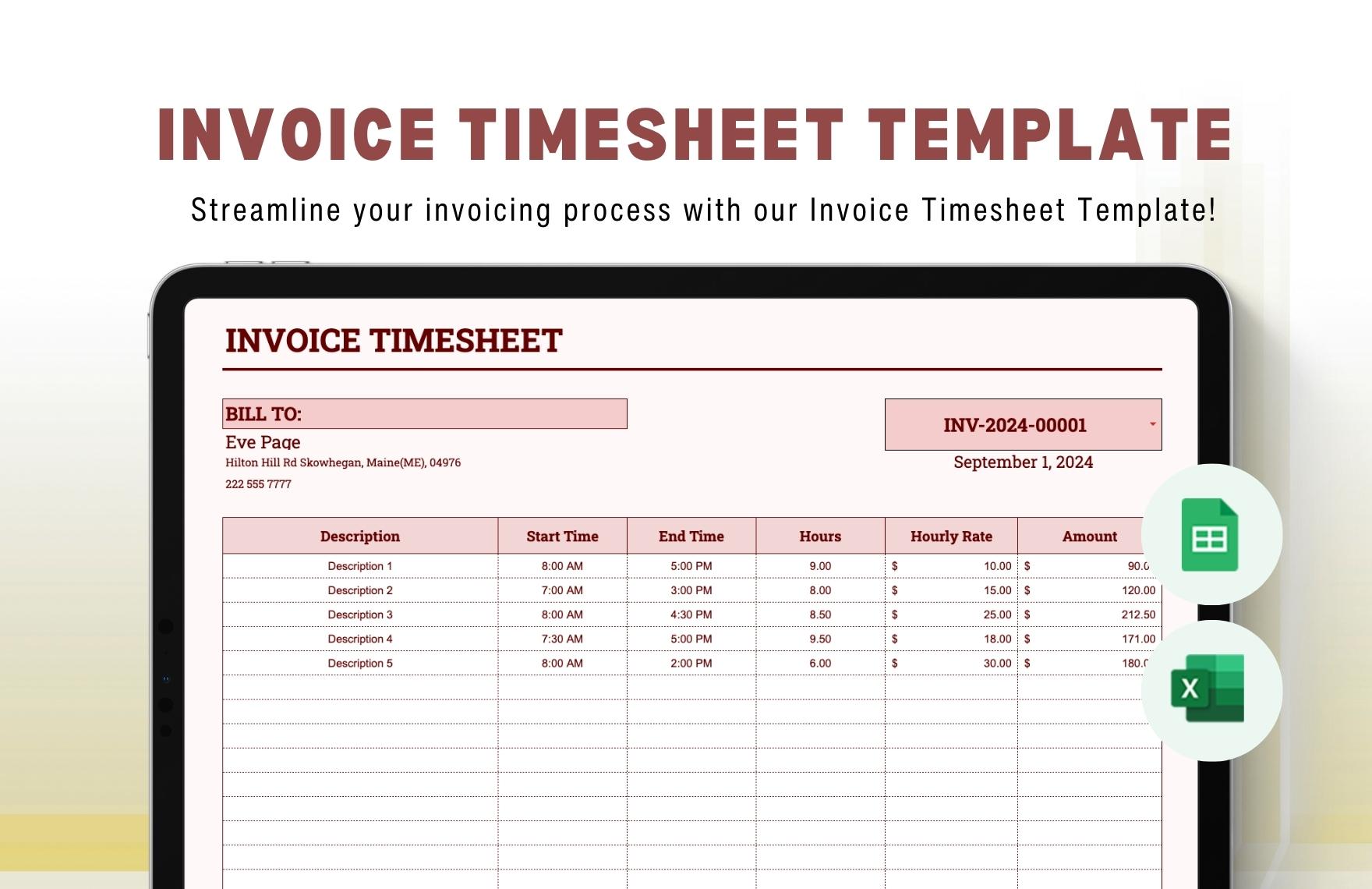 Job Timesheet Template in Excel Word Pages Google Docs Google