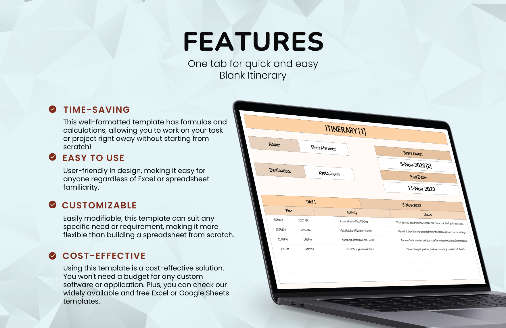 Blank Itinerary Template