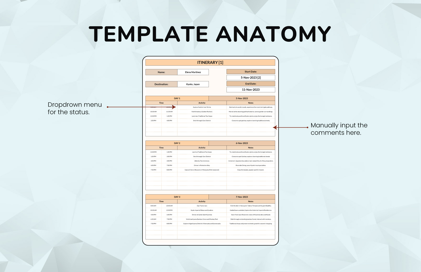 Blank Itinerary Template