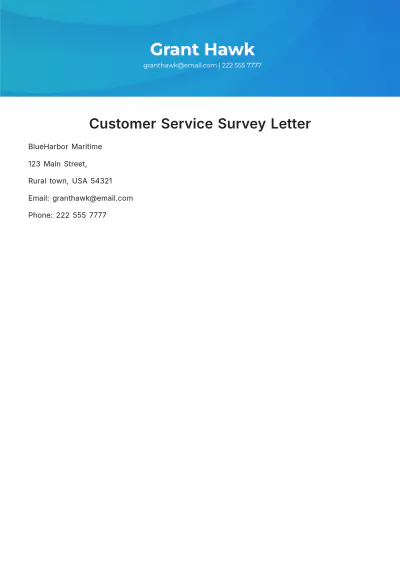 Free Customer Service Survey Letter Template to Edit Online