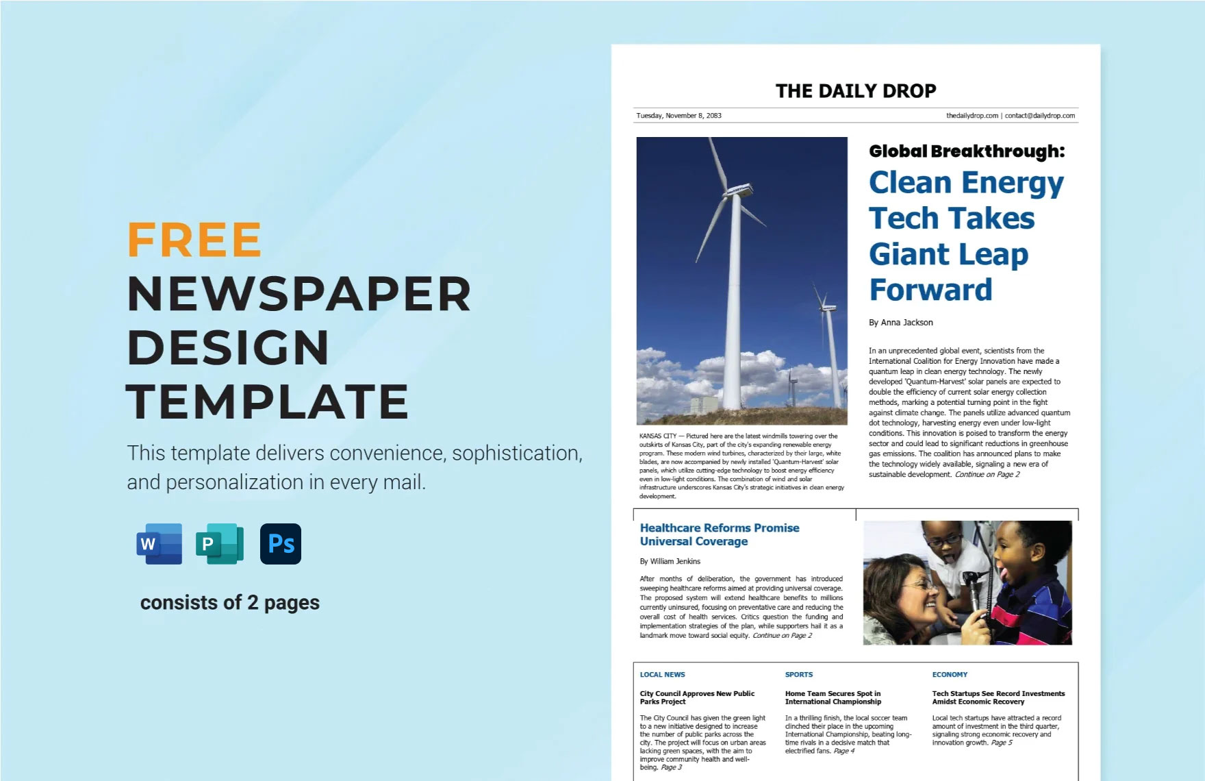 Newspaper Design Template In Word Publisher Psd Indesign Download