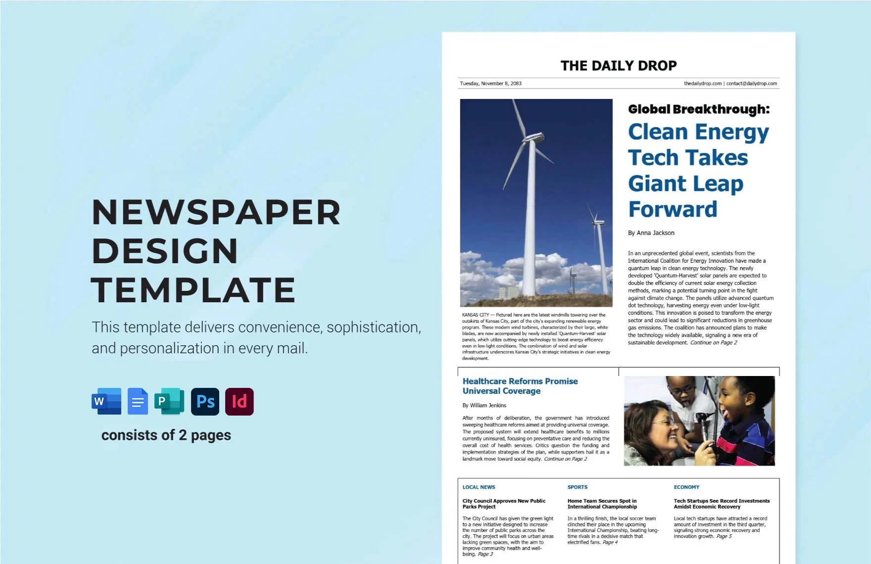 Free Newspaper Design Template in Word, Google Docs, PSD, Publisher, InDesign
