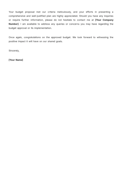 Free Approval Letter for Budget  Template to Edit Online