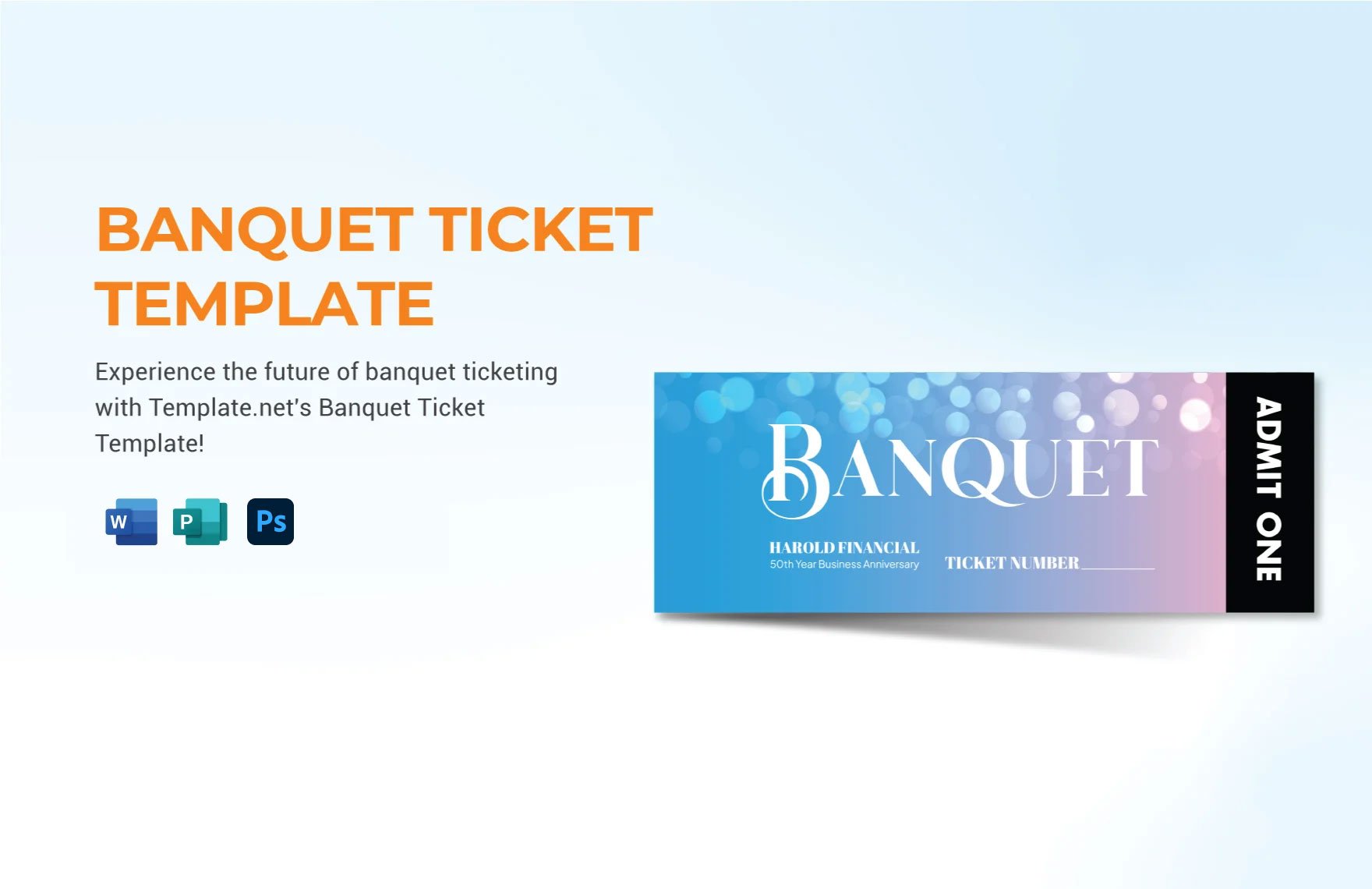 Banquet Ticket Template in Word, PSD, Apple Pages, Publisher