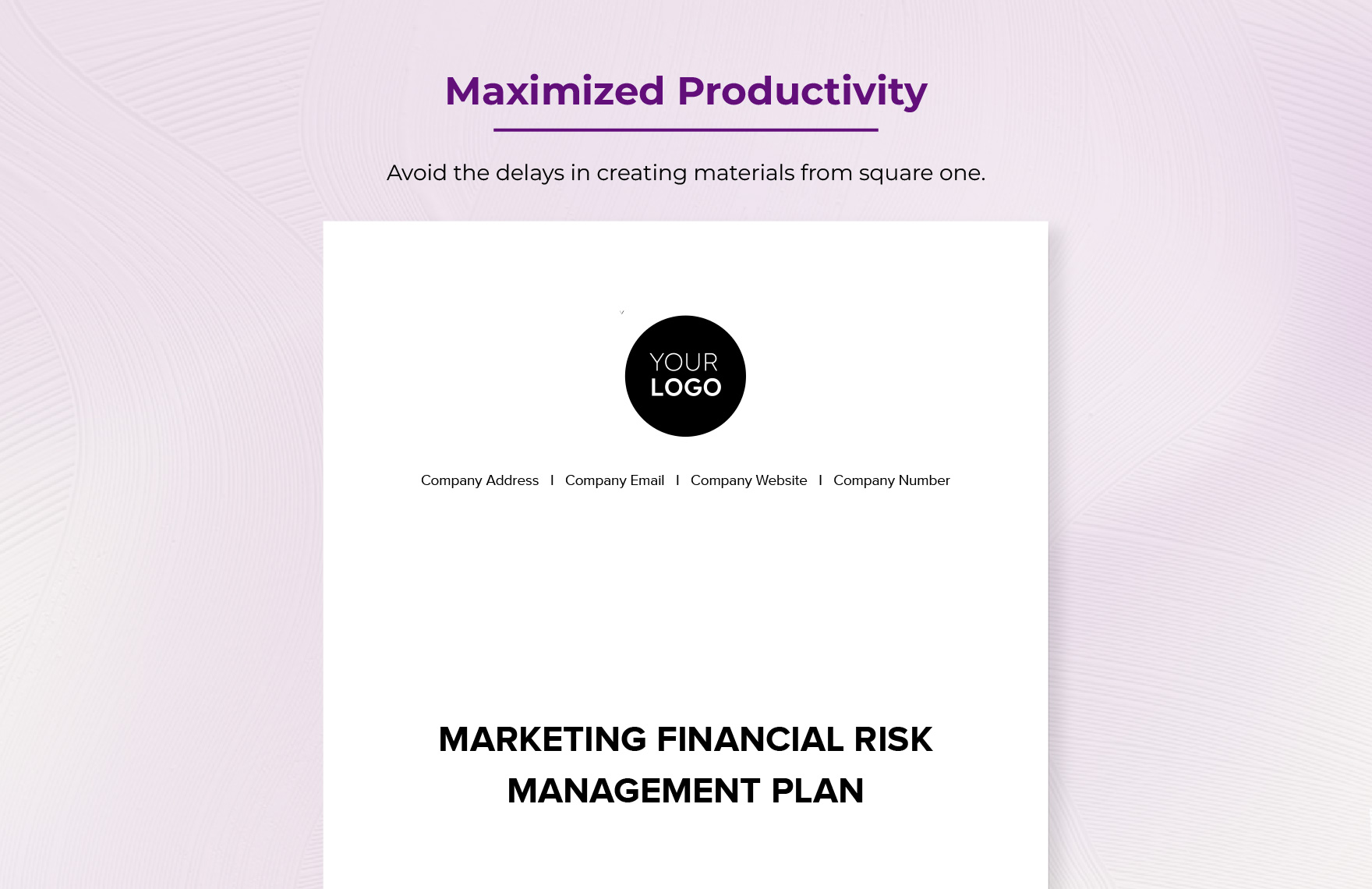 Marketing Financial Risk Management Plan Template