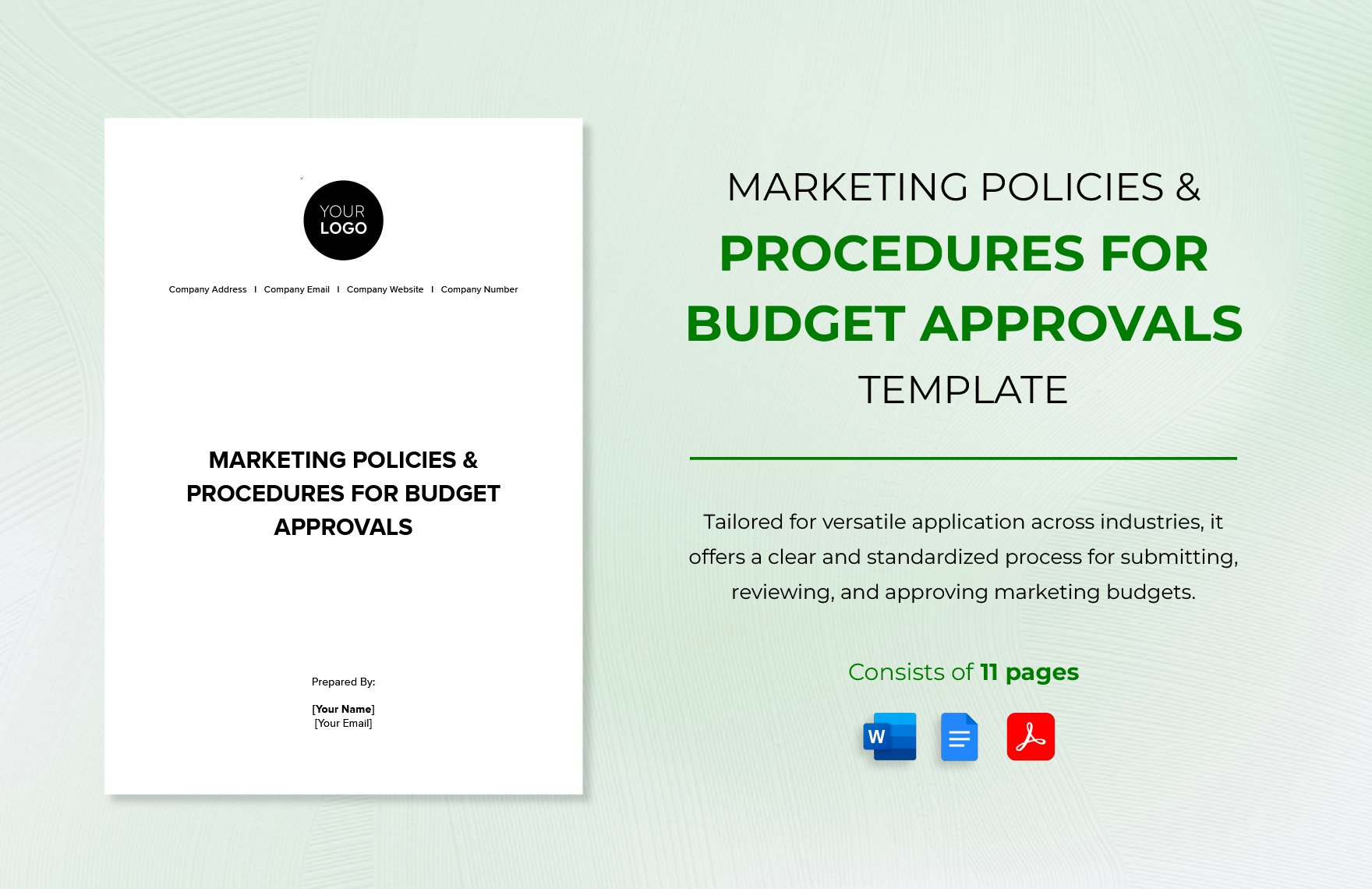 Marketing Policies & Procedures for Budget Approvals Template