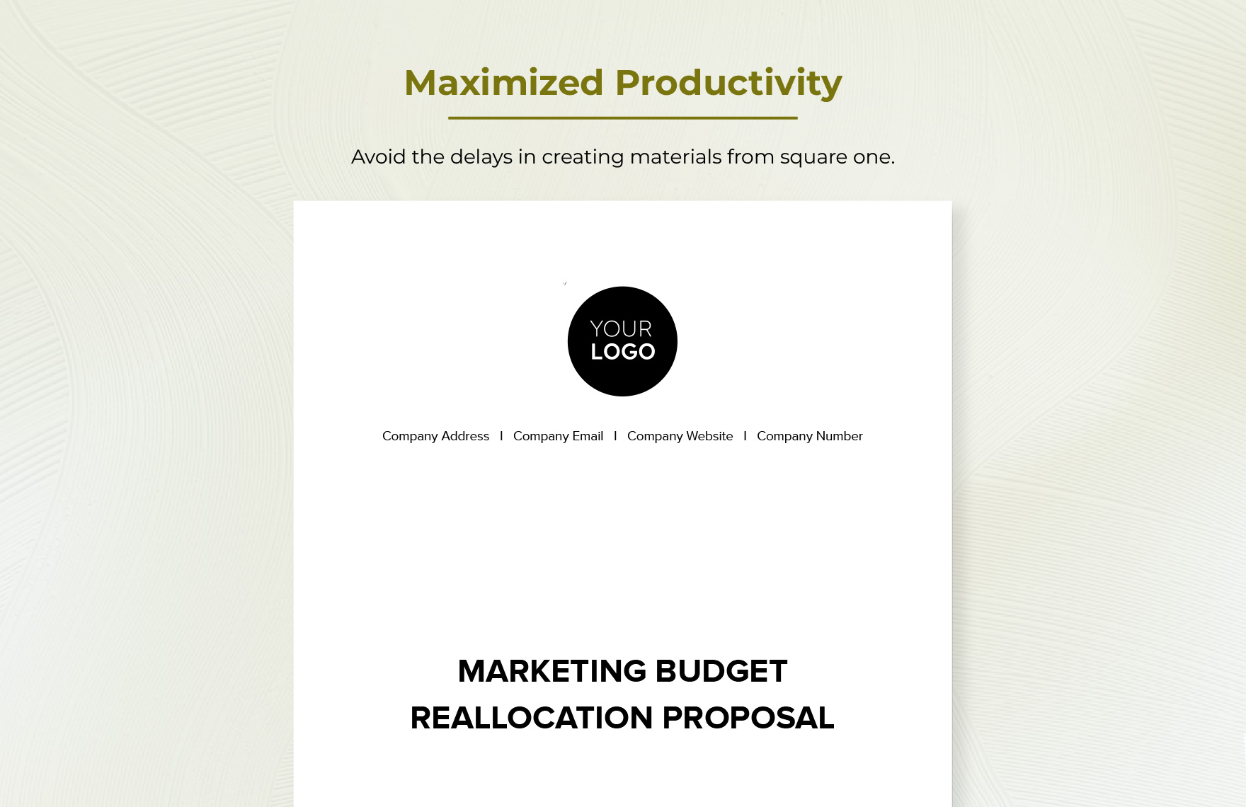 Marketing Budget Reallocation Proposal Template