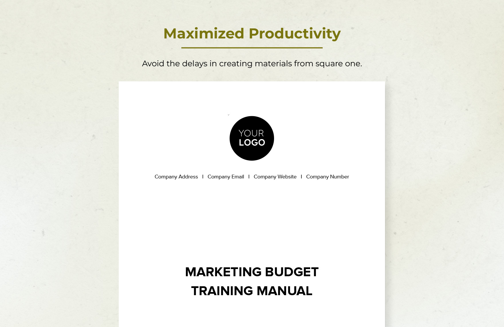 Marketing Budget Training Manual Template