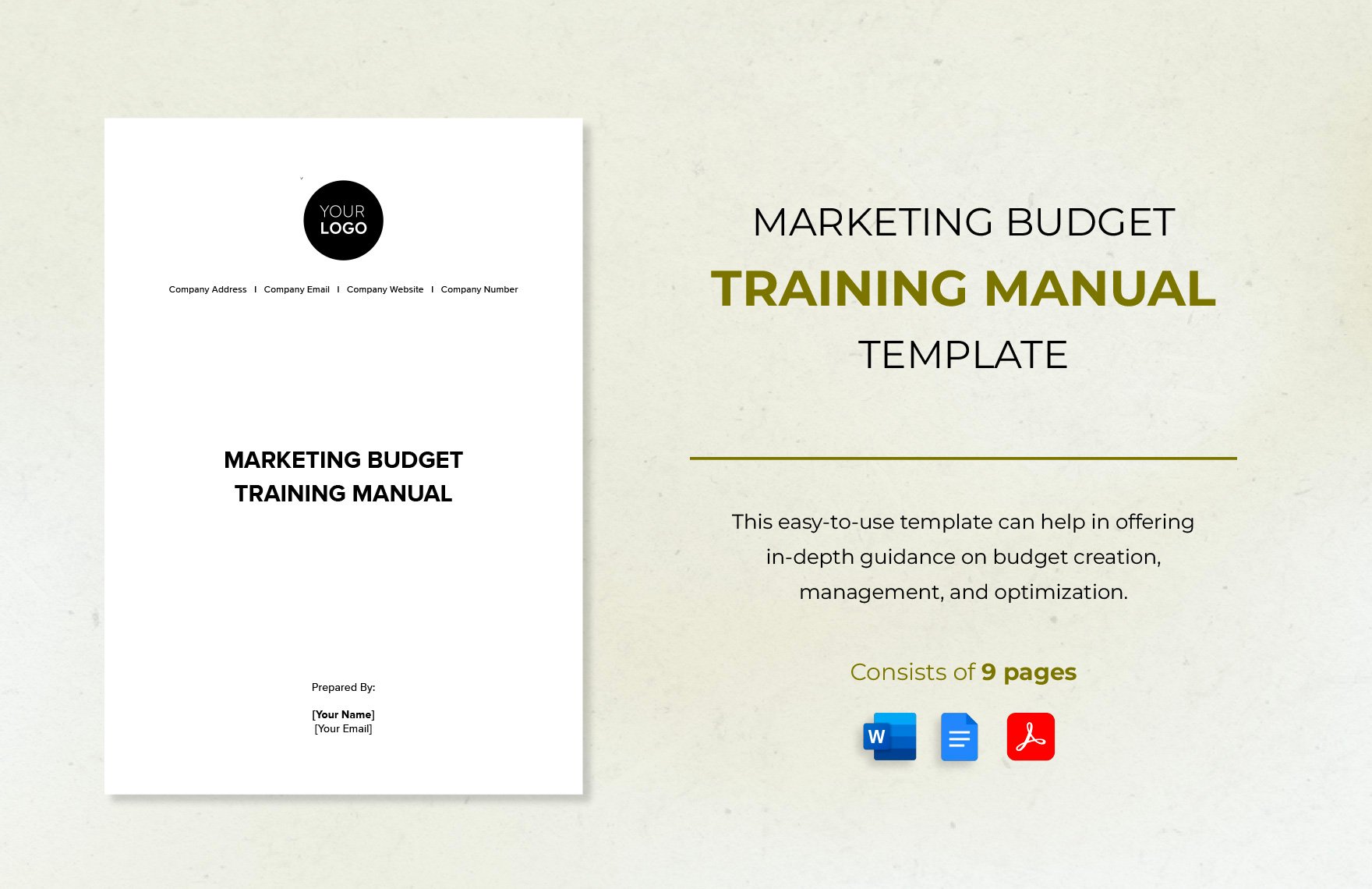 Marketing Budget Training Manual Template