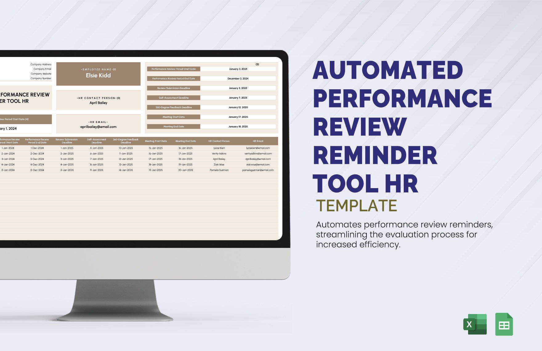 Automated Performance Review Reminder Tool HR Template