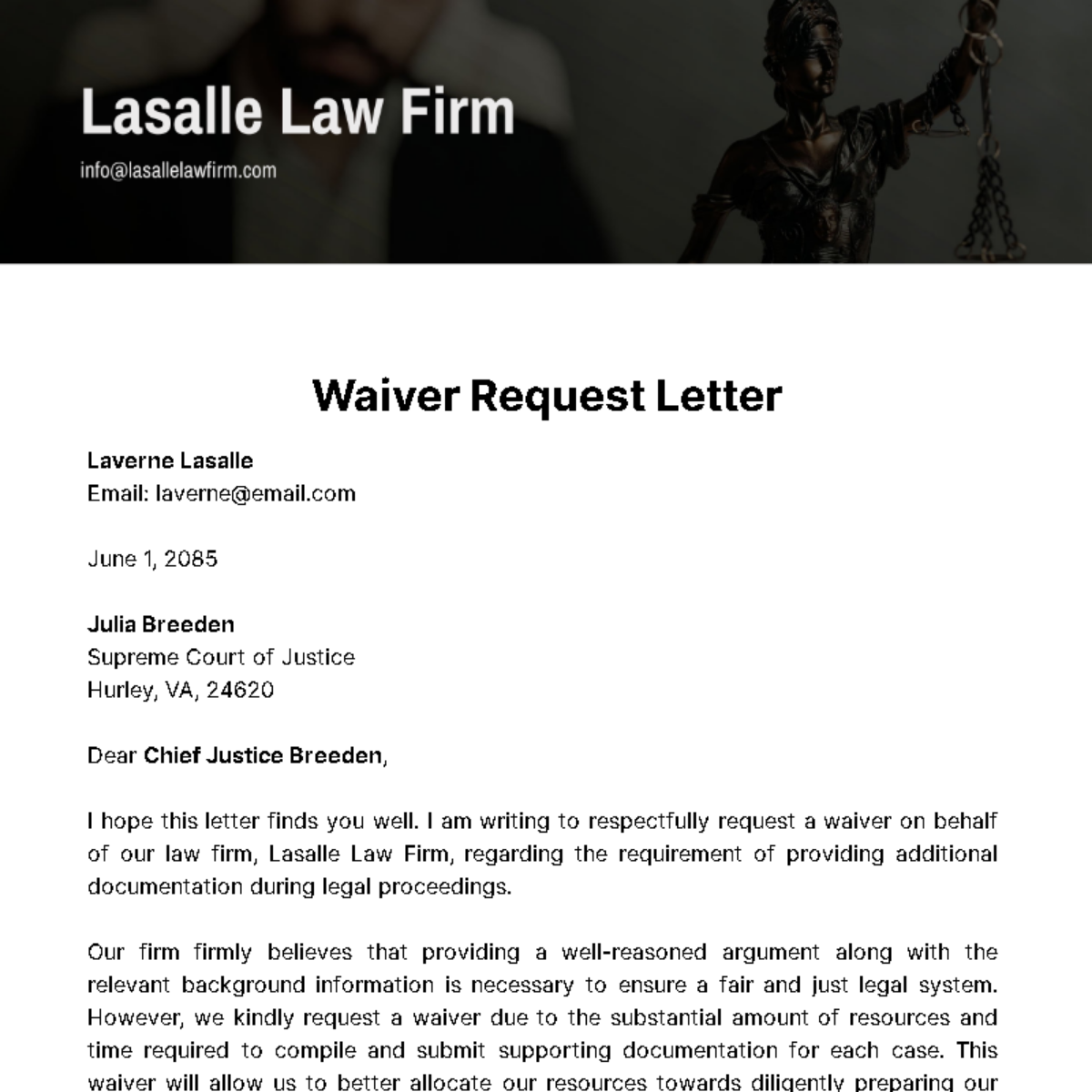 Free Waiver Request Letter Template