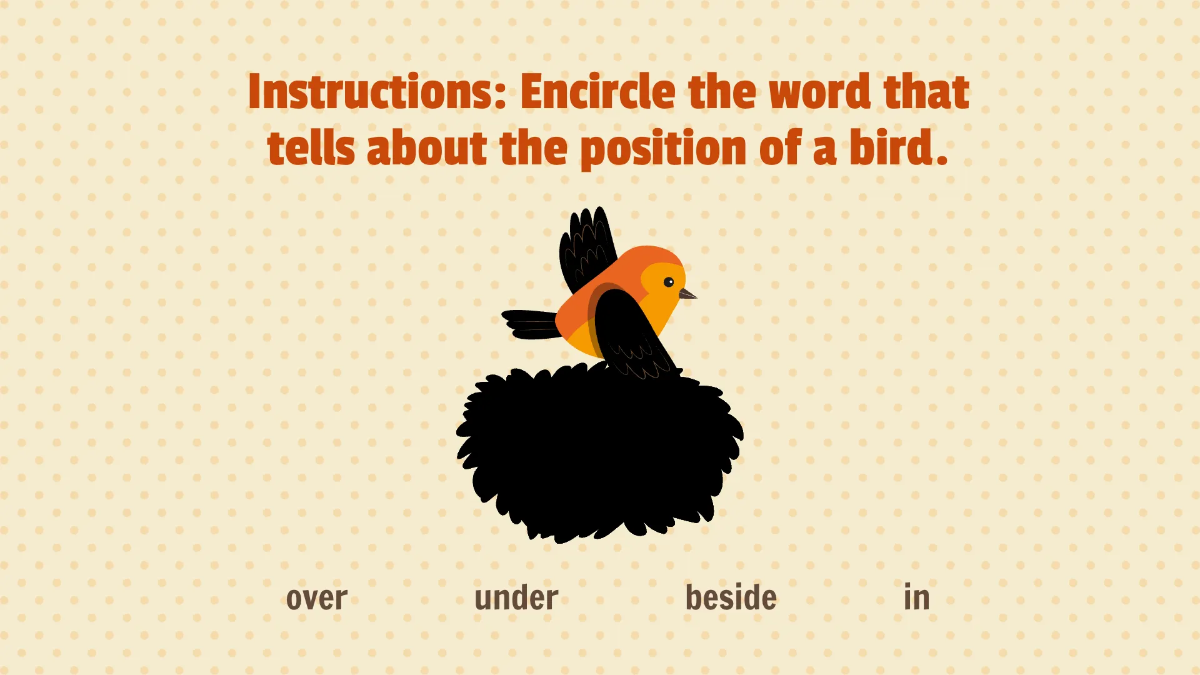 Free Understanding Positional Words Template to Edit Online