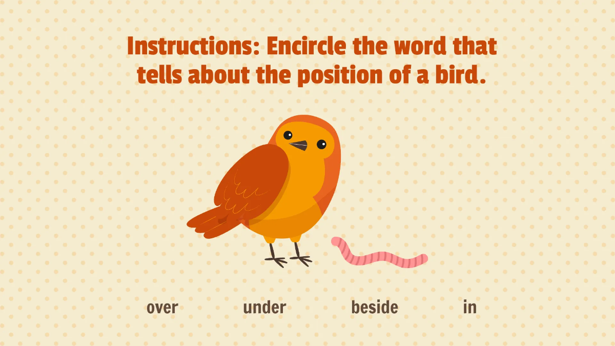 Free Understanding Positional Words Template to Edit Online