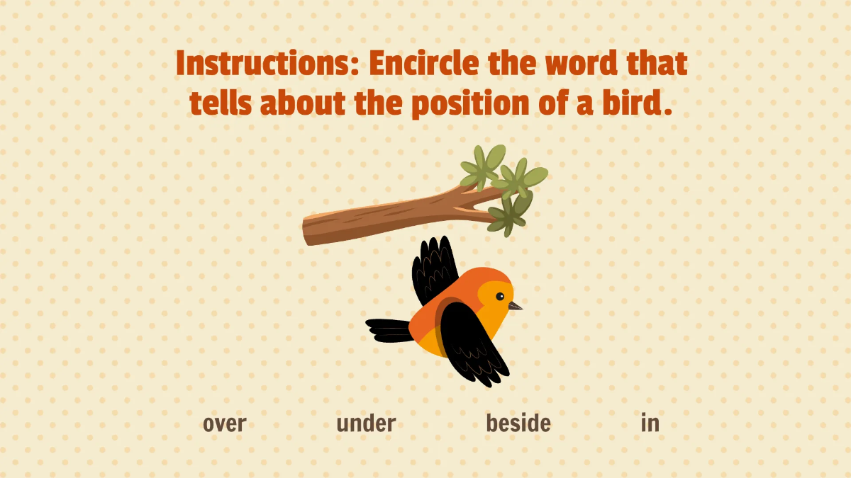 Free Understanding Positional Words Template to Edit Online