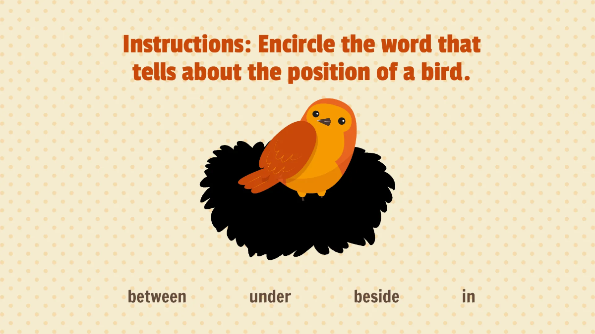 Free Understanding Positional Words Template to Edit Online