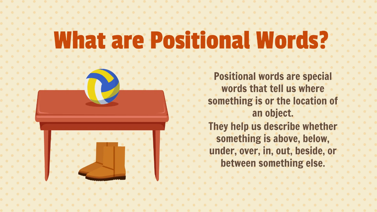 Free Understanding Positional Words Template to Edit Online