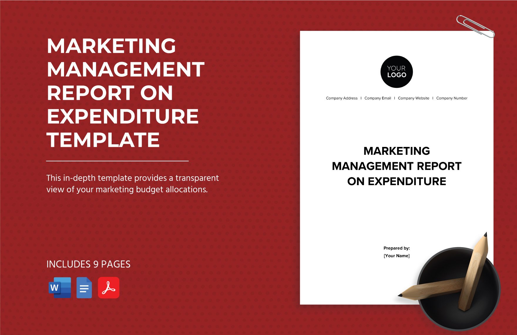 Marketing Management Report on Expenditure Template